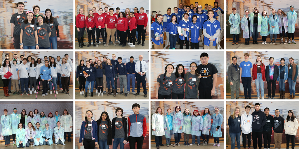 A collage of nine team photos from the 2019 Blue Lobster Bowl