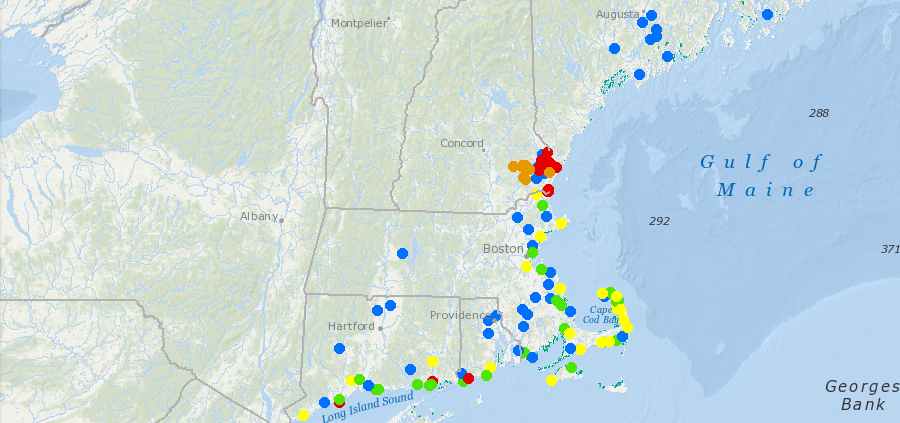 A map of the US Northeast used for mapping blue carbon